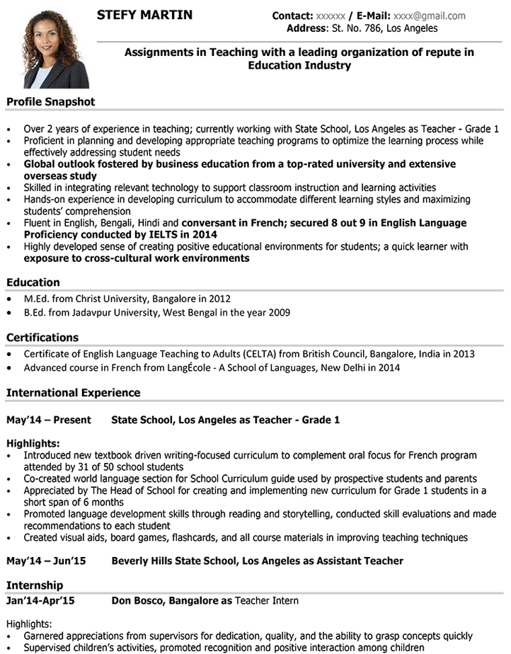 resume for teaching job pdf